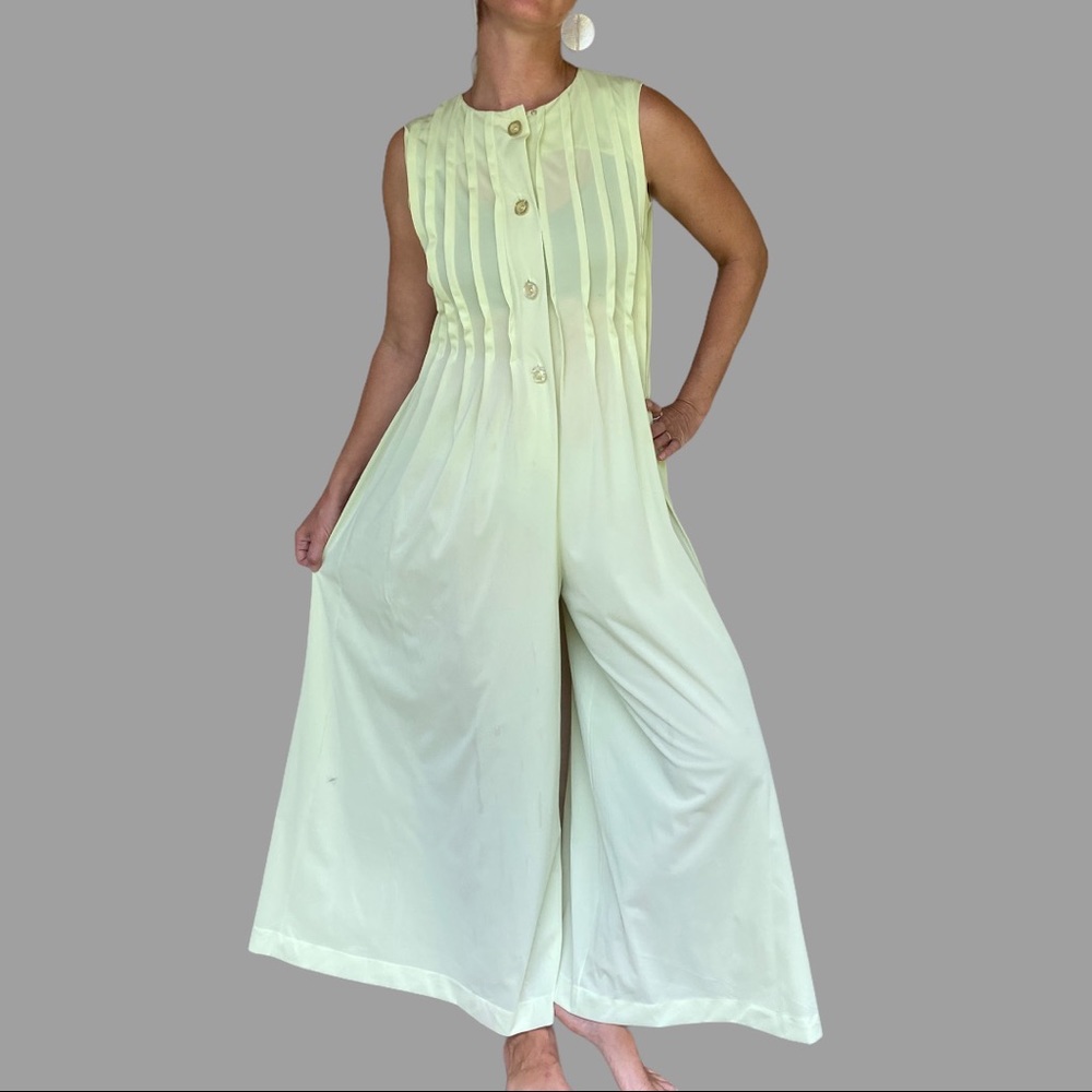 Vintage 70s Yellow Wide-Leg Jumpsuit